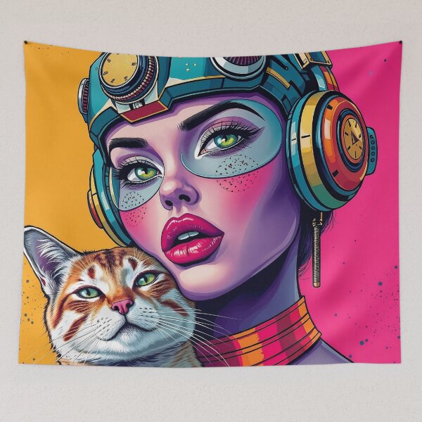 Item preview, Supergirl with cat in pop art designed and sold by LioTou.