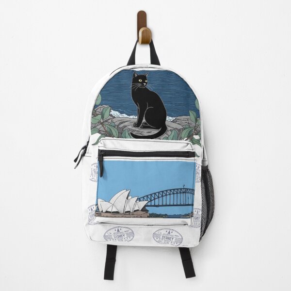 Item preview, Black Cat by Sydney Harbour – Opera House & Bridge Aesthetic Travel Illustration designed and sold by InfinitePawBond.