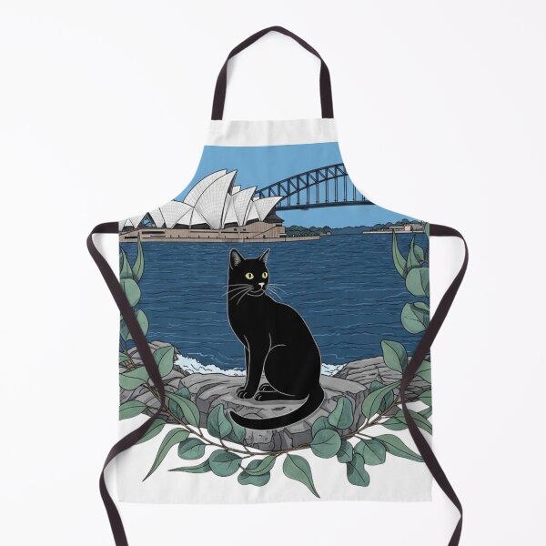 Item preview, Black Cat by Sydney Harbour – Opera House & Bridge Aesthetic Travel Illustration designed and sold by InfinitePawBond.