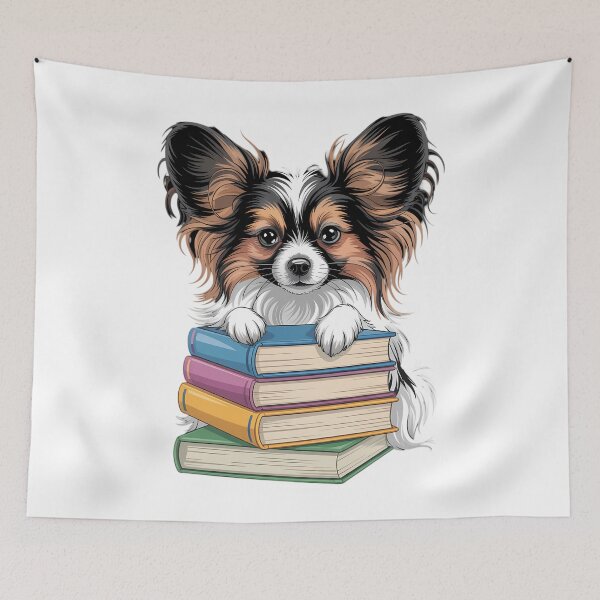 Item preview, Papillon Books Reading Dog Breed Graphic designed and sold by PunkNation-Arts.