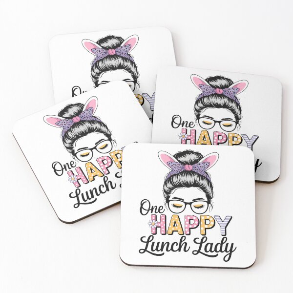 Item preview, One Hoppy Lunch Lady Bunny Leopard Messy Bun Easter Day designed and sold by PunkNation-Arts.