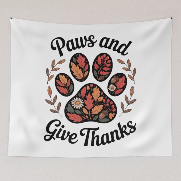 Item preview, Paws And Give Thanks Dog Paw Floral Thanksgiving Day Autumn designed and sold by PunkNation-Arts.