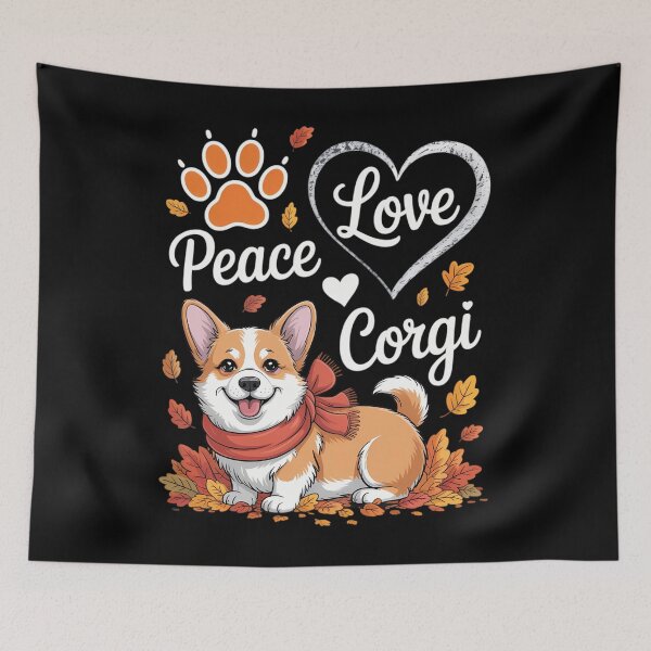 Item preview, Peace Love Corgi Corgi Dog Lover Pumpkin Fall Season designed and sold by PunkNation-Arts.