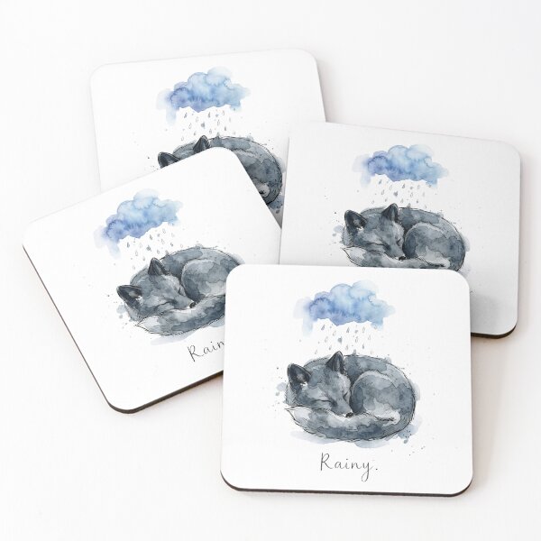 Item preview, Sleeping Fox Rainy Mood Sticker designed and sold by Mr. Pawsome.