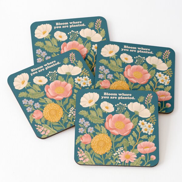 Item preview, Bloom Where You Are Planted – Floral Typography Quote Design designed and sold by BobaBunny76.