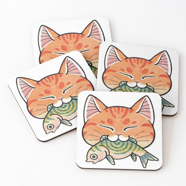 Item preview, Cat with a fish in its mouth designed and sold by Fakinpops.