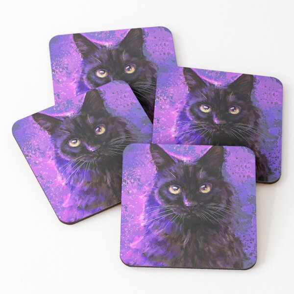 Item preview, Mystic Black Cat in Cosmic Purple Splash designed and sold by ladyazza.