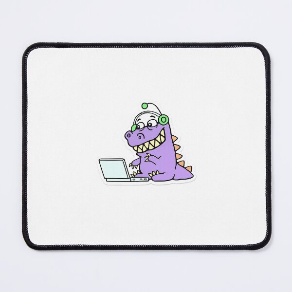 Item preview, Cute Dinosaur Working on Laptop Sticker | Funny Geek Dino Cartoon designed and sold by StickifyZone69.