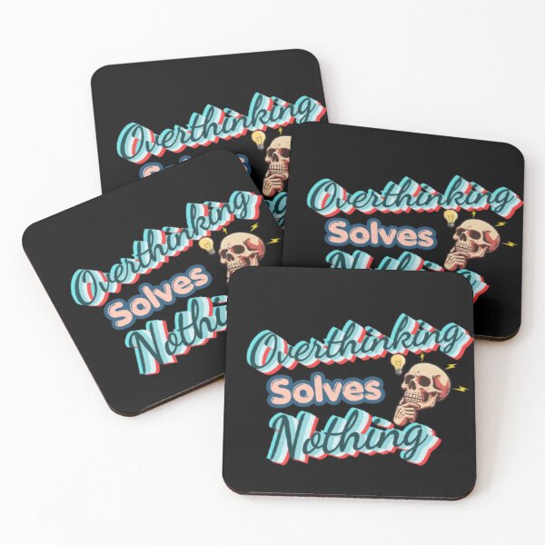 Item preview, Overthinking Solves Nothing – Funny Dark Humor Skull Quote Sticker designed and sold by CutePearlStudio.