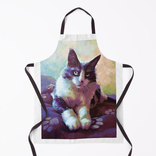Item preview, Gato blanco y negro en un resplandor de acuarela pastel designed and sold by ladyazza.