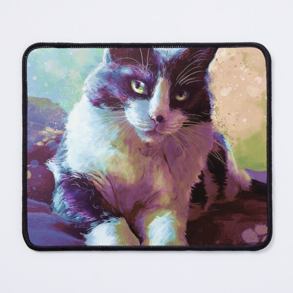 Item preview, Black and White Cat in Pastel Watercolor Glow designed and sold by ladyazza.