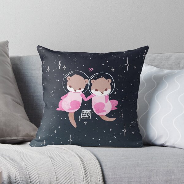 Space Otters Throw Pillow