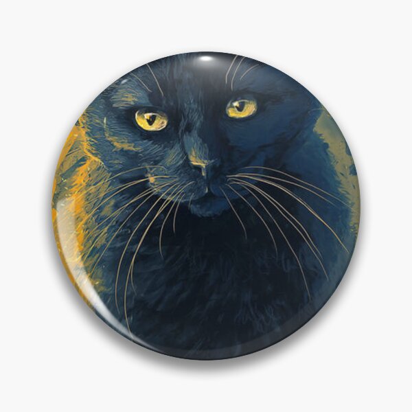 Item preview, Black Cat Portrait in Golden Abstract Splash designed and sold by ladyazza.