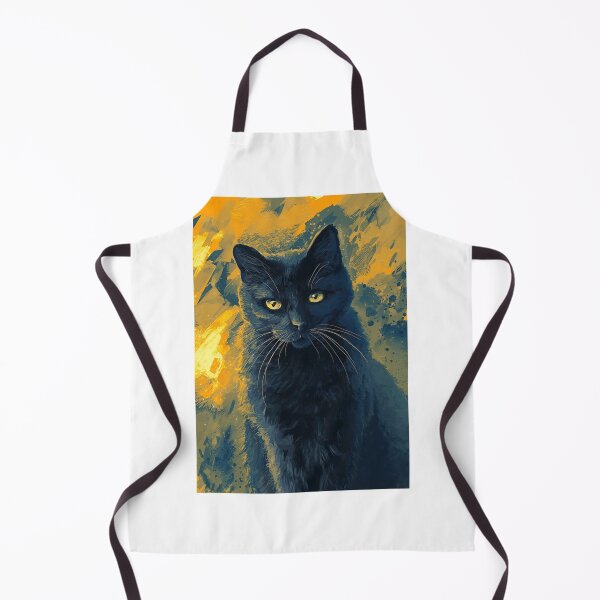 Item preview, Black Cat Portrait in Golden Abstract Splash designed and sold by ladyazza.