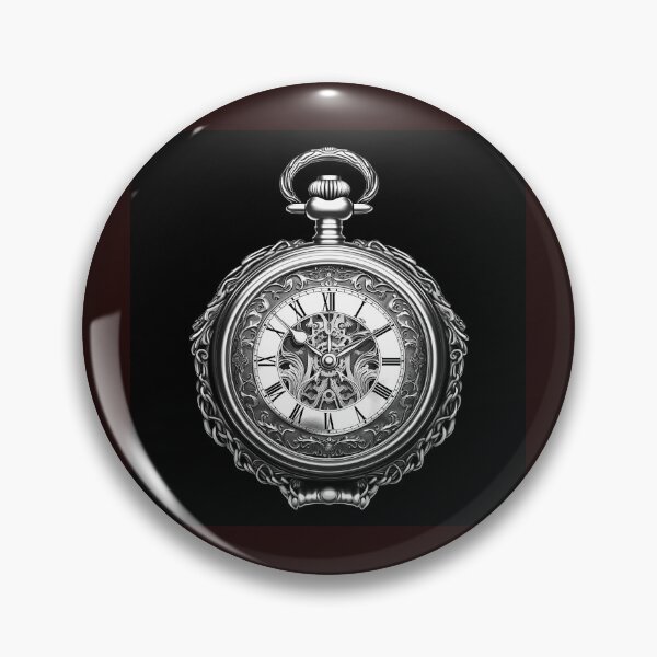 Item preview, Ornate Pocket Watch | Black and White Vintage Timepiece Illustration designed and sold by inkoutninja.
