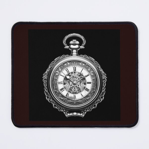 Item preview, Ornate Pocket Watch | Black and White Vintage Timepiece Illustration designed and sold by inkoutninja.
