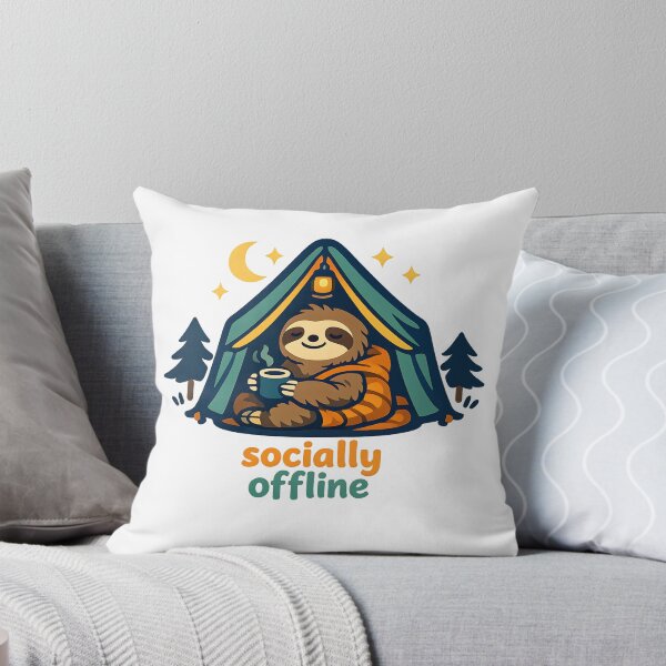Item preview, Socially Offline – Cute Kawaii Sloth Camping Night Aesthetic Sticker designed and sold by Naviora.