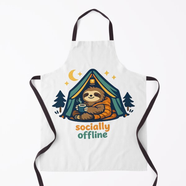 Item preview, Socially Offline – Cute Kawaii Sloth Camping Night Aesthetic Sticker designed and sold by Naviora.