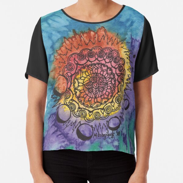 Mandala, vibrant watercolor Chiffon Top
