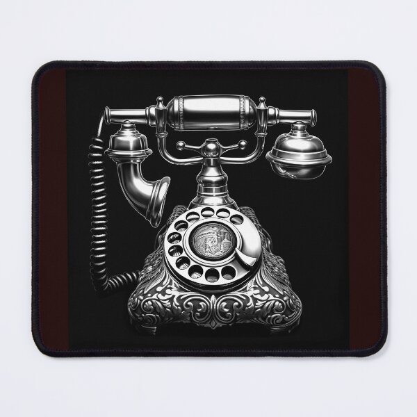 Item preview, Ornate Vintage Telephone | Black and White Antique Rotary Phone Illustration designed and sold by inkoutninja.