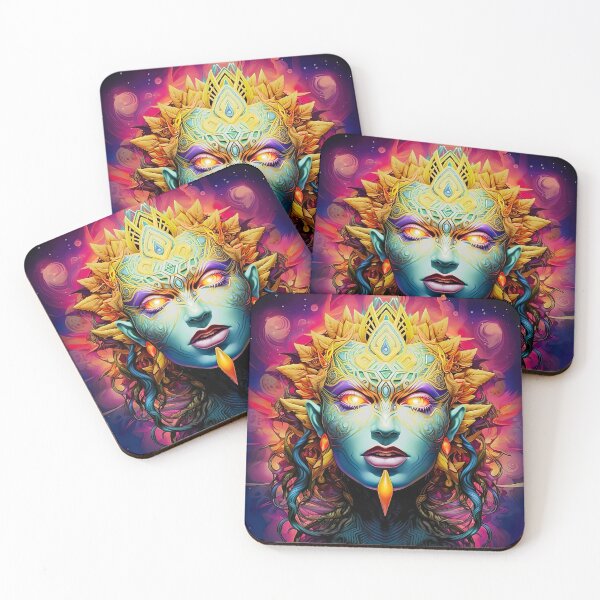 Item preview, Cosmic Light Goddess – Psychedelic Neon Trippy Portrait designed and sold by Dominik1994.