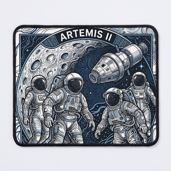 Item preview, Artemis II Inspired Lunar Mission Illustration - Astronauts designed and sold by Drishya-Designs.