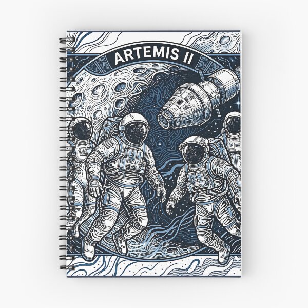 Item preview, Artemis II Inspired Lunar Mission Illustration - Astronauts designed and sold by Drishya-Designs.