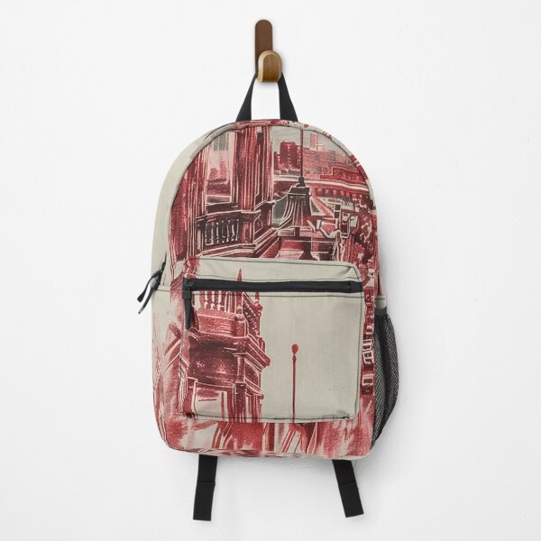 Item preview, London Street View – Vintage Red Urban Sketch Art Print designed and sold by Amoiramosha.