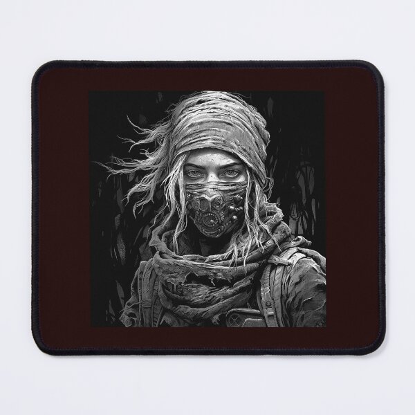 Item preview, Post-Apocalyptic Survivor Portrait | Black and White Dystopian Warrior Illustration designed and sold by inkoutninja.