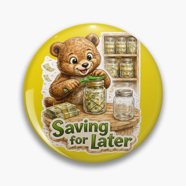 Item preview, Funny Bear Saving Money in Jars Sticker – Cute Finance Humor Art designed and sold by Felixuss.