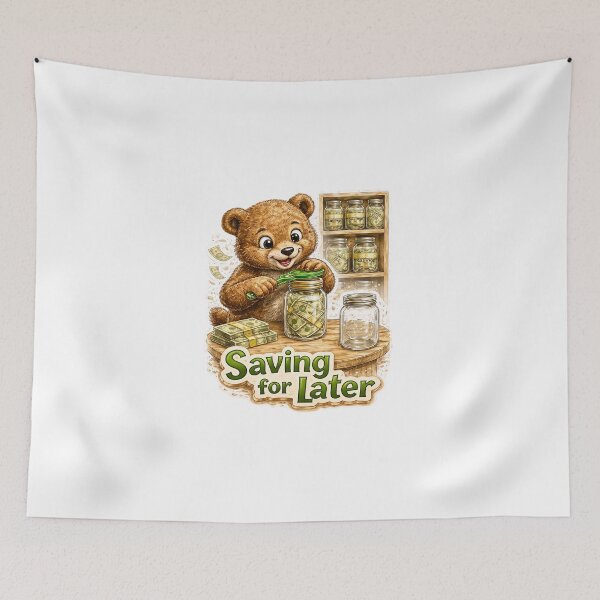 Item preview, Funny Bear Saving Money in Jars Sticker – Cute Finance Humor Art designed and sold by Felixuss.