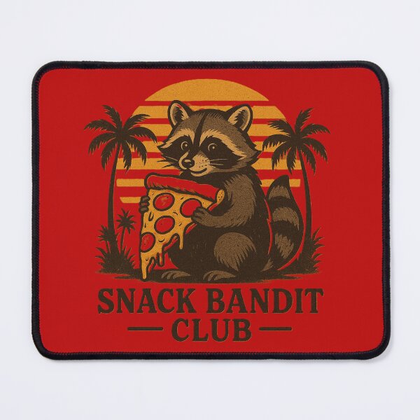 Item preview, Retro Raccoon Snack Bandit, Vintage Sunset Pizza Thief designed and sold by AYACHI90.