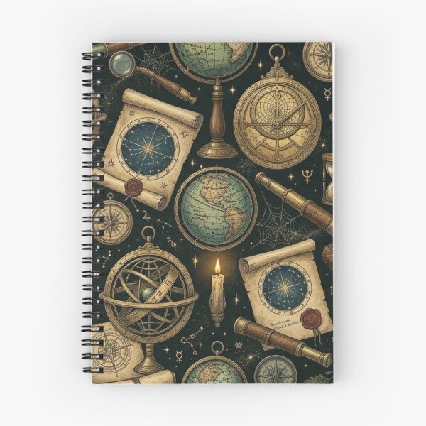 Item preview, Vintage Celestial Astrolabe & Starmap Dark Academia Pattern designed and sold by InnerwayStudio.