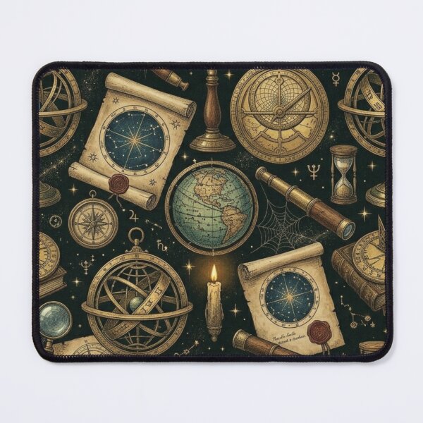 Item preview, Vintage Celestial Astrolabe & Starmap Dark Academia Pattern designed and sold by InnerwayStudio.
