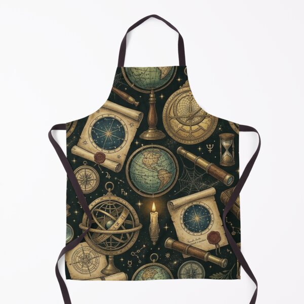 Item preview, Vintage Celestial Astrolabe & Starmap Dark Academia Pattern designed and sold by InnerwayStudio.