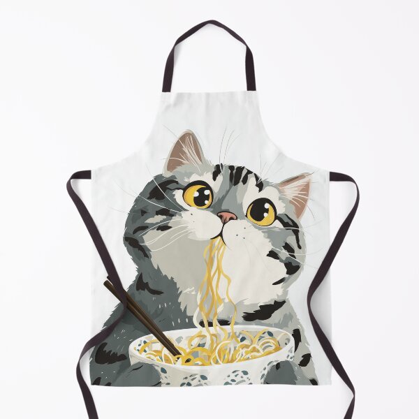 Item preview, Adorable Grey Cat Eating Noodles Cute Aesthetic Design designed and sold by Meow-Attitude.