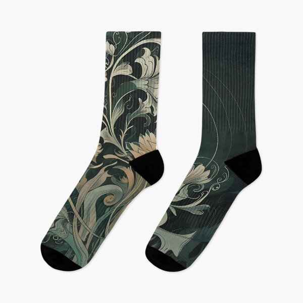 Item preview, Black Art Nouveau Floral Pattern – William Morris Style Botanical Illustration designed and sold by Tamas Das.