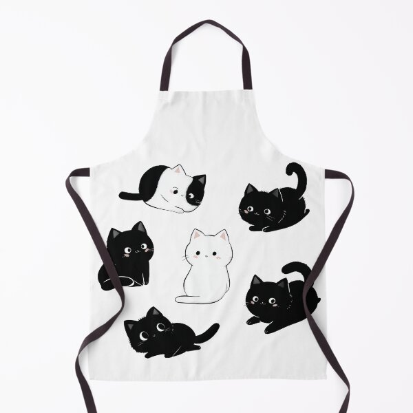 Item preview, Six Cute Black and White Cats Kawaii Pose Collection designed and sold by Meow-Attitude.