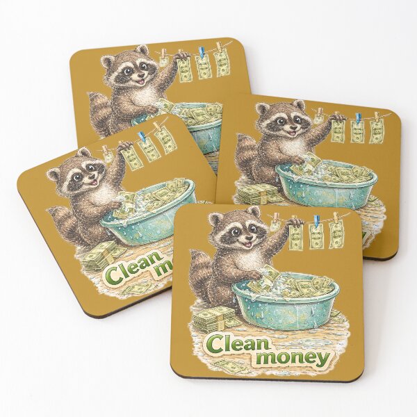 Item preview, Clean Money Raccoon Sticker – Funny Washing Cash Animal Art designed and sold by Felixuss.