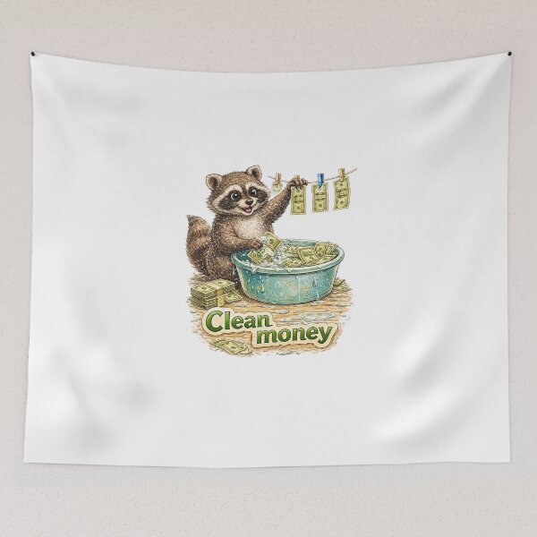 Item preview, Clean Money Raccoon Sticker – Funny Washing Cash Animal Art designed and sold by Felixuss.