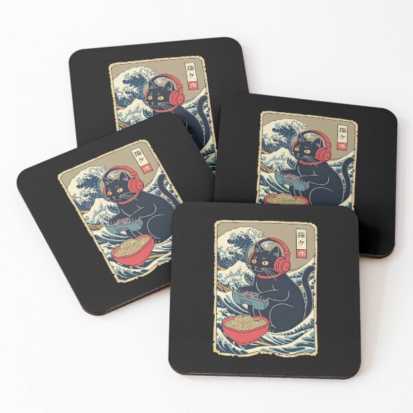 Item preview, Ukiyo-e Gaming Cat Ramen Waves T-Shirt designed and sold by OlyvieArt.