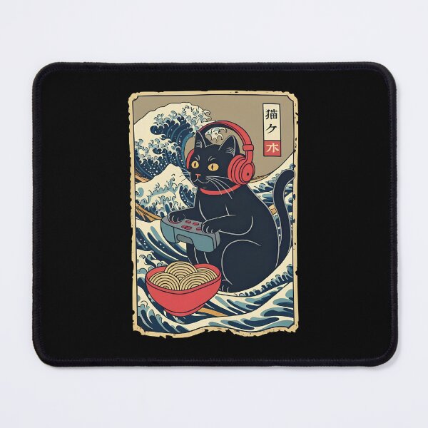 Item preview, Ukiyo-e Gaming Cat Ramen Waves T-Shirt designed and sold by OlyvieArt.