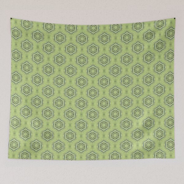 Item preview, Hexagon Star Geometric Pattern in Green designed and sold by Artistestella.