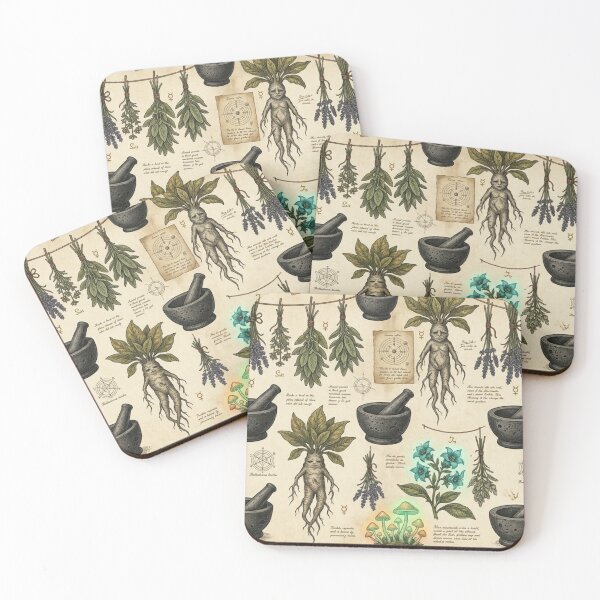 Item preview,  Vintage Alchemist Herbalist Botanical Mandrake & Belladonna Pattern designed and sold by InnerwayStudio.