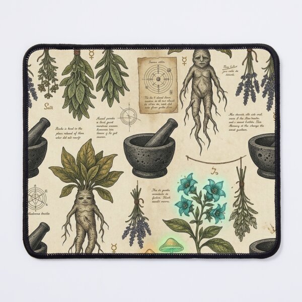 Item preview,  Vintage Alchemist Herbalist Botanical Mandrake & Belladonna Pattern designed and sold by InnerwayStudio.