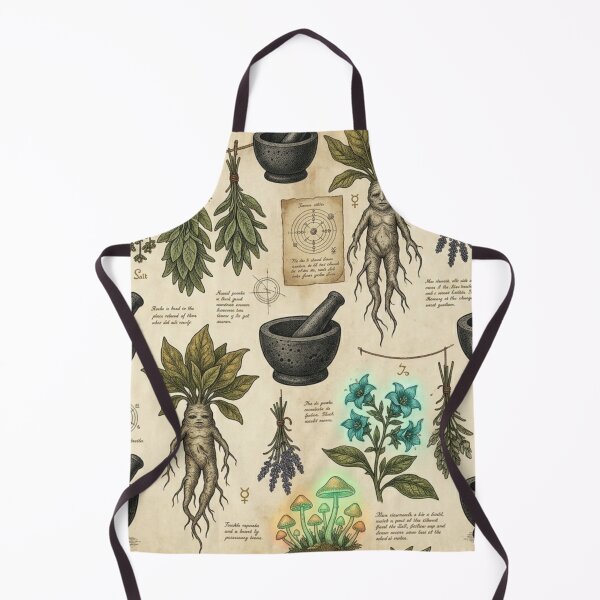 Item preview, Vintage Alchemist Herbalist Botanical Mandrake & Belladonna Pattern designed and sold by InnerwayStudio.