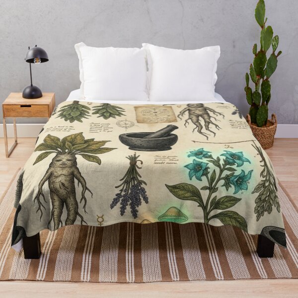 Item preview,  Vintage Alchemist Herbalist Botanical Mandrake & Belladonna Pattern designed and sold by InnerwayStudio.