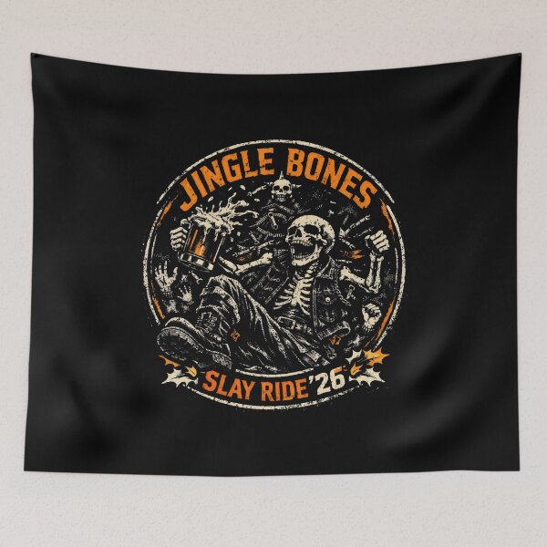 Item preview, Jingle Bones Slay Ride Festive Skeleton designed and sold by SplashTastic.