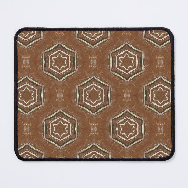Item preview, White Hexagon Star Geometric Pattern in Tan Brown designed and sold by Artistestella.