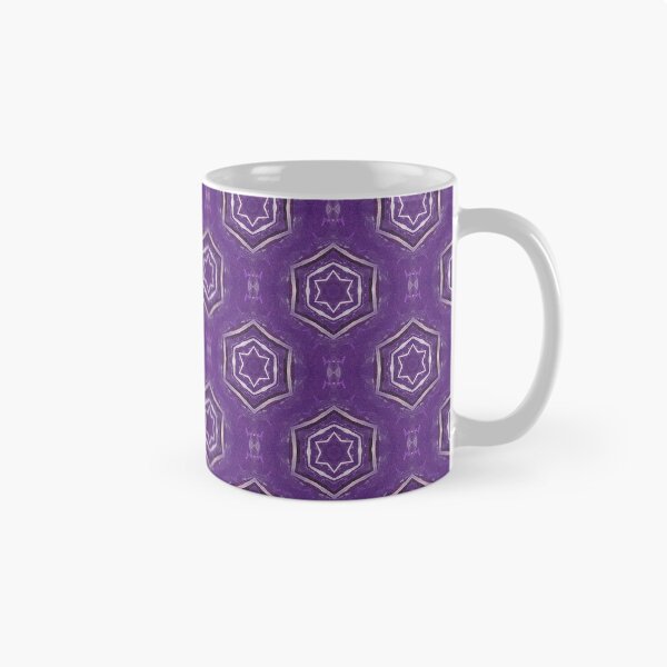 Item preview, White Hexagon Star Geometric Pattern in Purple designed and sold by Artistestella.